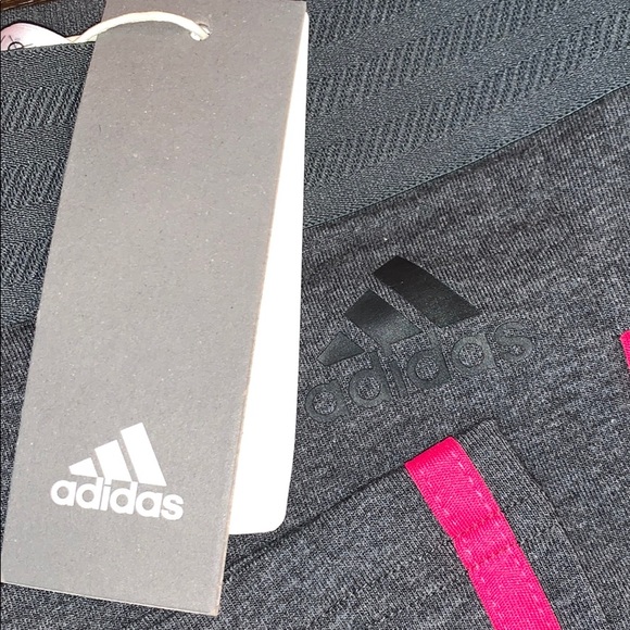 NWT Adidas leggings/tights gray with pink size M - Picture 3 of 5